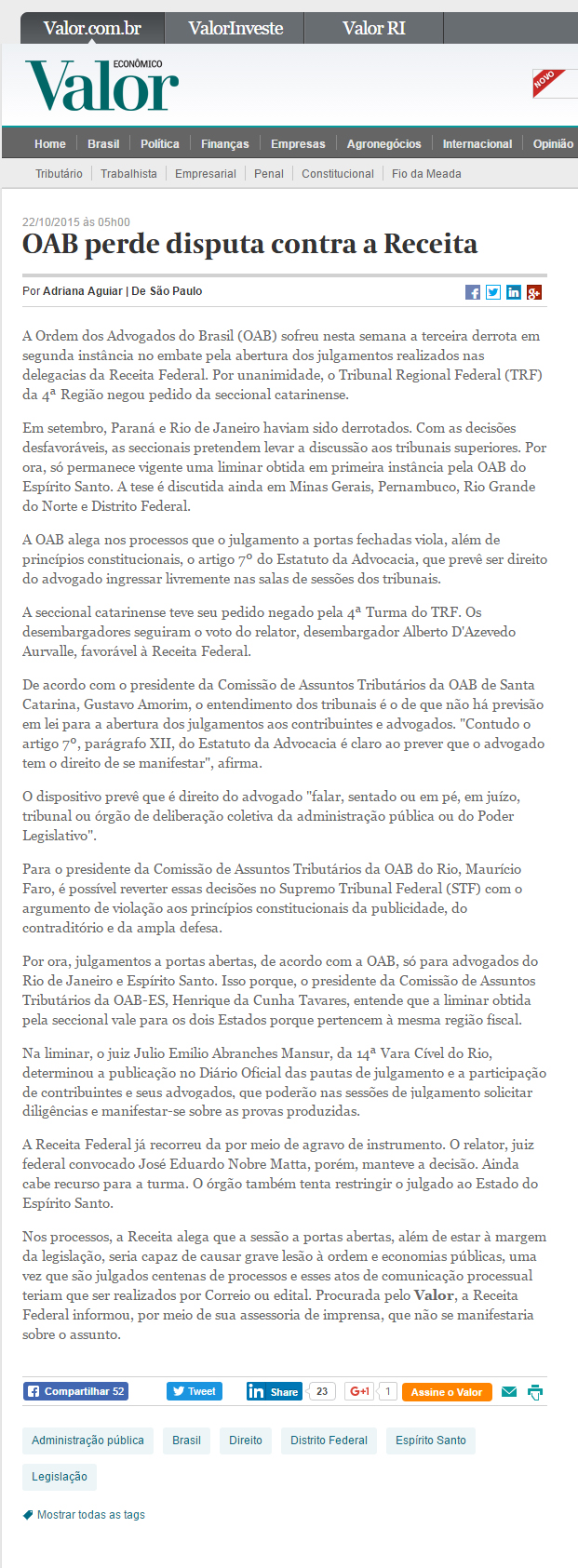 Valor Econômico publica entrevista de Henrique Tavares