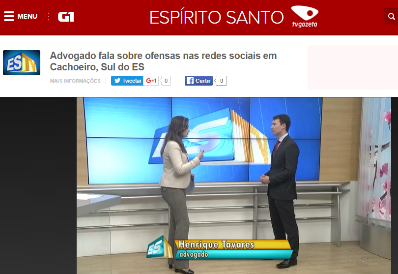 Entrevista à TV Gazeta sobre ações contra ofensas na Internet