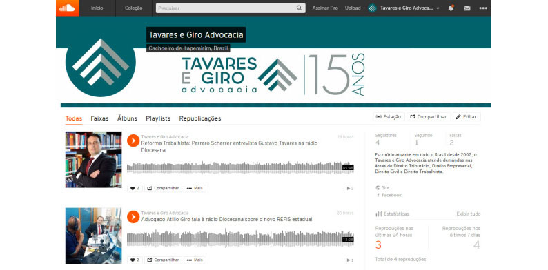 Entrevistas do escritório a rádios estão na Internet